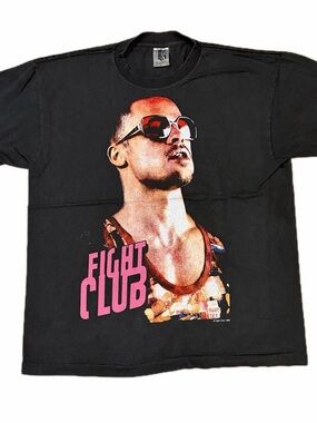 Men's Black Fight Club Graphic Tee with Pink Print